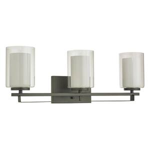 Constance 3-Light Oil Rubbed Bronze Wall Sconce with Dual Glass Tube Shade