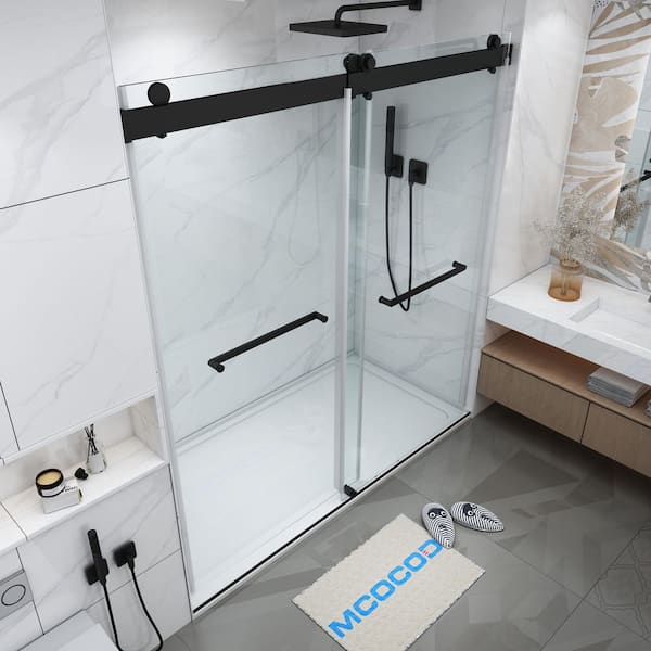 MCOCOD 76 in. W x 76 in. H Double Sliding Frameless Shower Door in