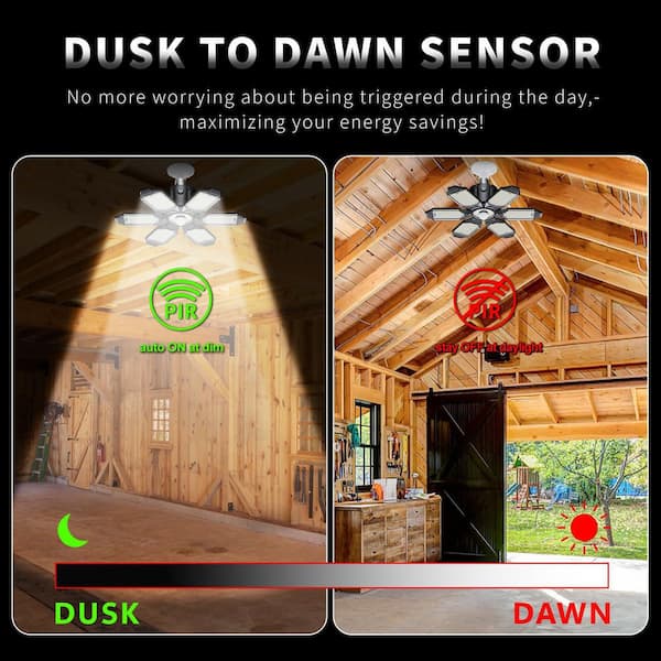 1 ft. 200-Watt Black Integrated LED Motion Sensor Shop Light, 20000LM LED Light, Dusk to Dawn for Basement, Warehouse