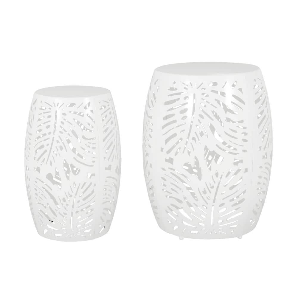 Reviews for Noble House Lindsey White Barrel Metal Outdoor Patio Side