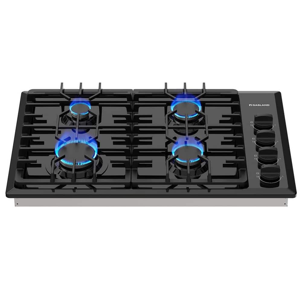 30 in. Recessed NG/LPG Convertible Gas Cooktop in Stainless Steel with 4-Sealed Sabaf Burners, CSA Certified