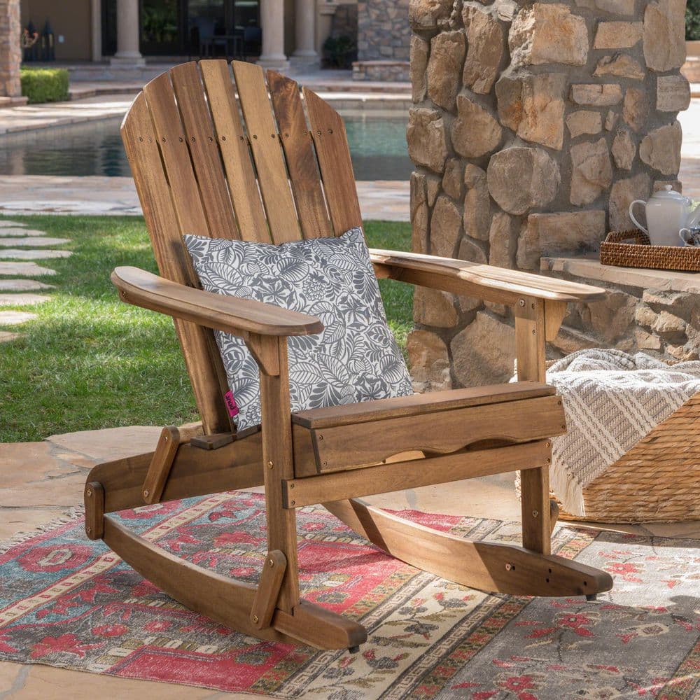Natural Acacia Wood Adirondack Outdoor Rocking Chair N776-8100