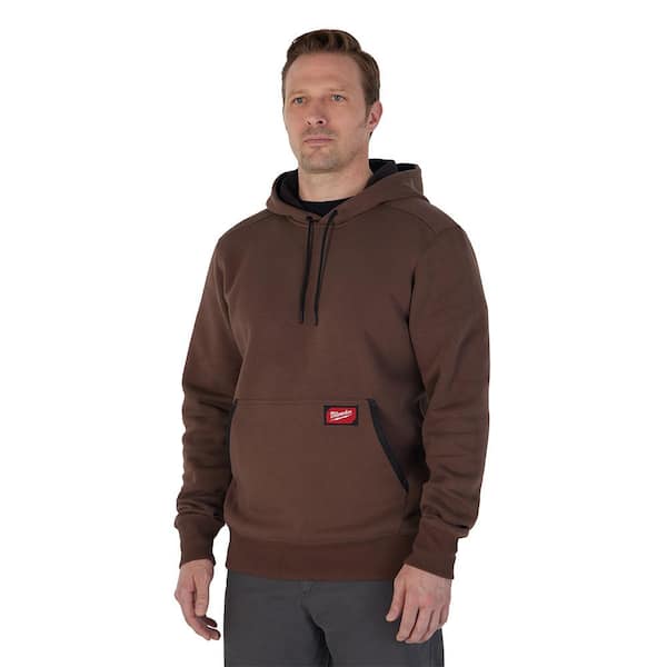 Milwaukee Men s 2X Large Brown Midweight Cotton Polyester Long Sleeve Pullover Hoodie 351BR 2X The Home Depot