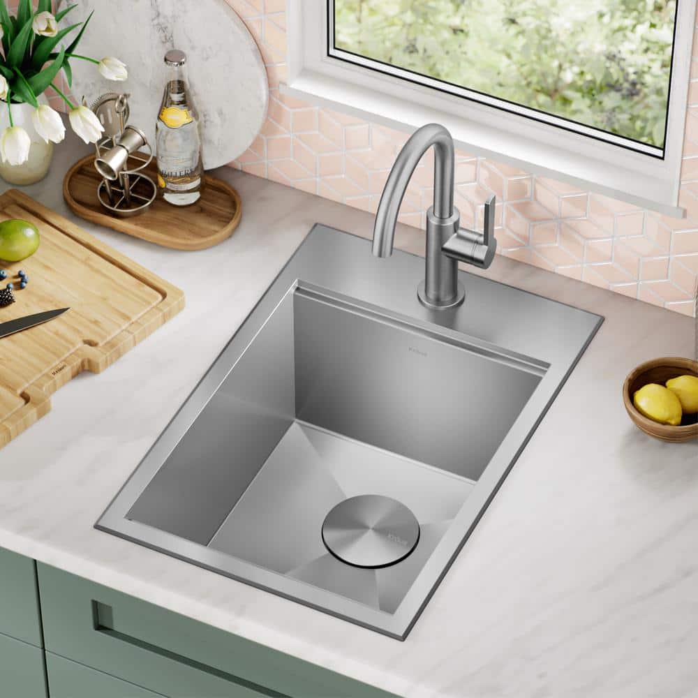 Kore 15" Stainless Steel Single Bowl Workstation Sink with Accessories