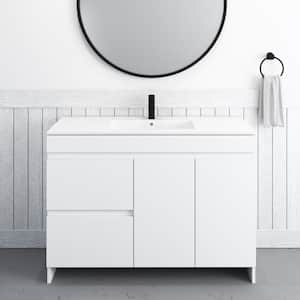 Mace 48 in. W x 18 in. D x 34 in. H Bath Vanity in White with White Ceramic Top and Left-Side Drawers