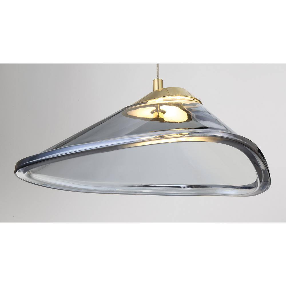 Elegant Sneer Mini Pendant in Coal & Sun Gold with Tinted Pressed Glass