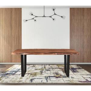 Brown Solid Wood 78 in. D.ouble Pedestal Dining Table Seats 6