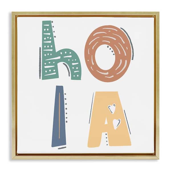 Stupell Industries Hello Playful Typography by SD Graphics Studio Gold Floater Frame Typography Graphic Art Print 25 in. x 25 in.