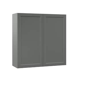 Designer Series Melvern Storm Gray Shaker Assembled Wall Kitchen Cabinet (36 in. x 36 in. x 12 in.)