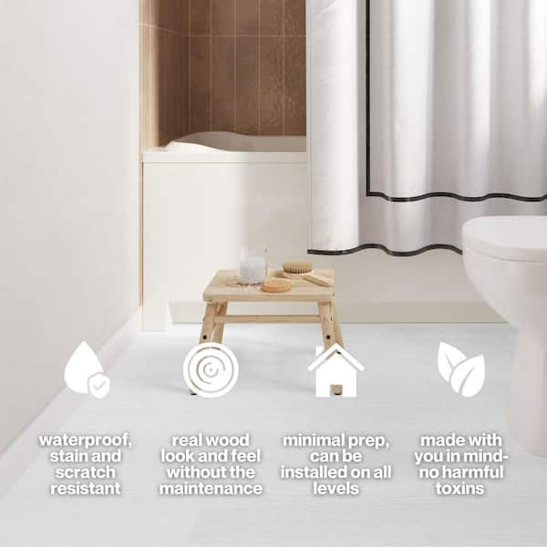 Lucida USA (Sample) Maxcore Santorini Oak White Wood Look 22-mil Waterproof Interlocking Luxury Vinyl Plank