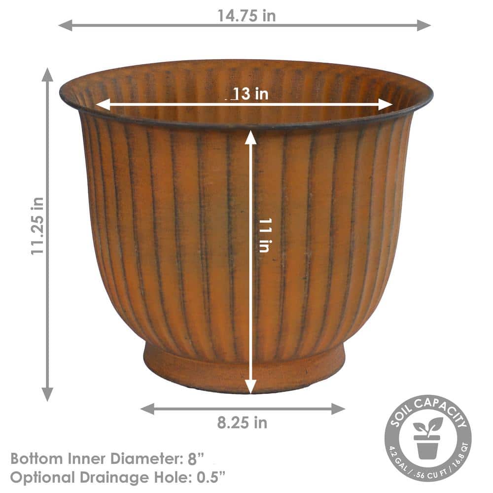 Carlotta Matte Brown Medium Metal Indoor/Outdoor Planter Set