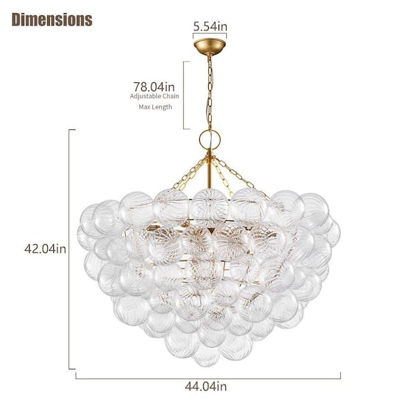 RCCFBHM 44 in. 18-Light Gold Modern Threaded Glass Shade