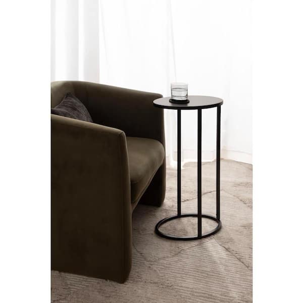 Natalli 14 in. Black Oval Metal C Shaped End Table
