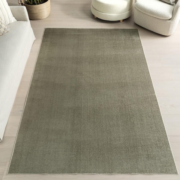 Argelia Solid 7 ft. x 9 ft. Green Machine Washable Area Rug