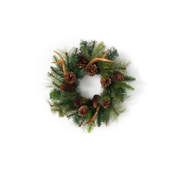 SULLIVANS 20 in. Artificial Pine and Antler Mini Wreath