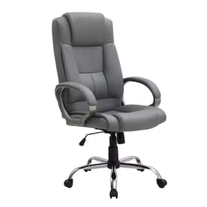 Gray High Back Executive Premium Faux Leather Office Chair with Back Support, Armrest and Lumbar Support