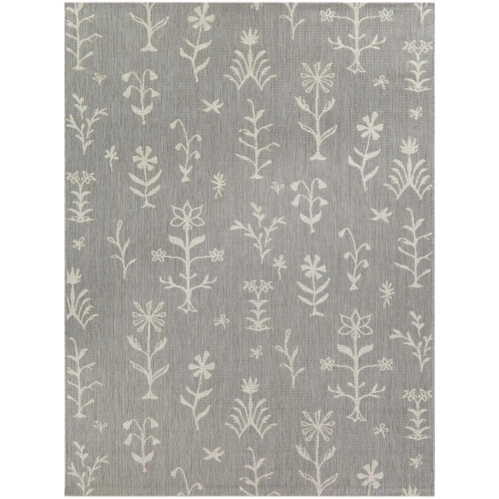 BALTA Rosemary Taupe 7 ft. 10 in. x 10 ft. Floral Indoor/Outdoor Area ...