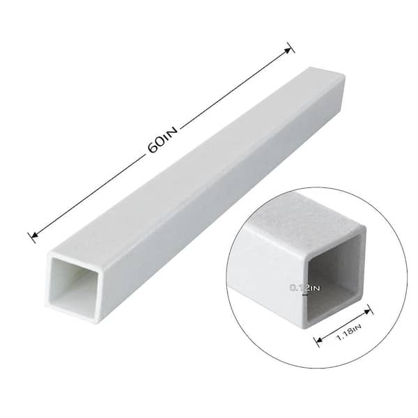 60 in. x 1-1/5 in. x 1/8 in. FRP Square Fence Post, White, (4 pack)