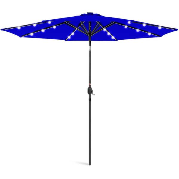 Unbranded 10 ft. Steel Market Solar Patio Umbrella in Resort Blue with Push Button Tilt