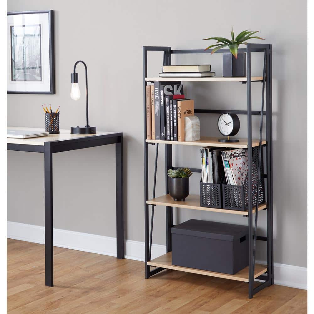 Black metal and wood bookshelf hotsell