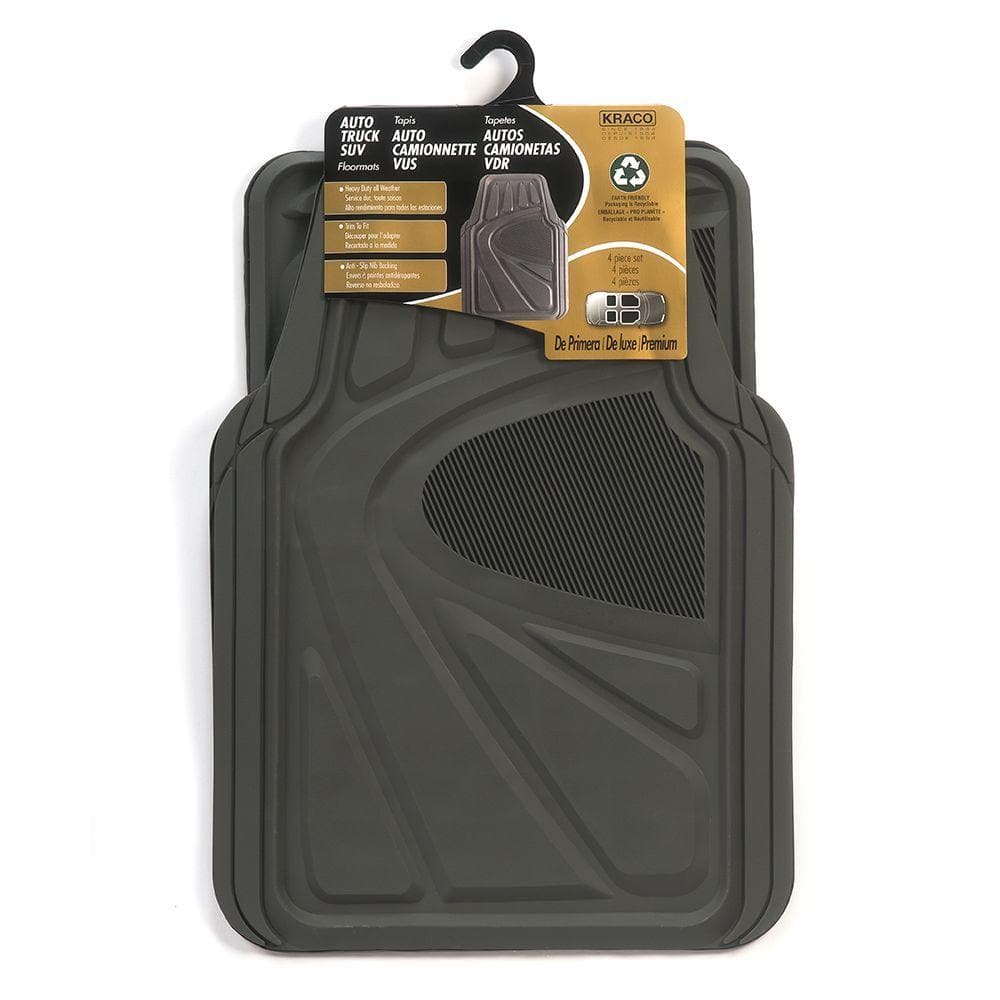 UPC 033299294584 product image for Grey Trimmable Rubber Floor Mat Set (4-Piece) | upcitemdb.com