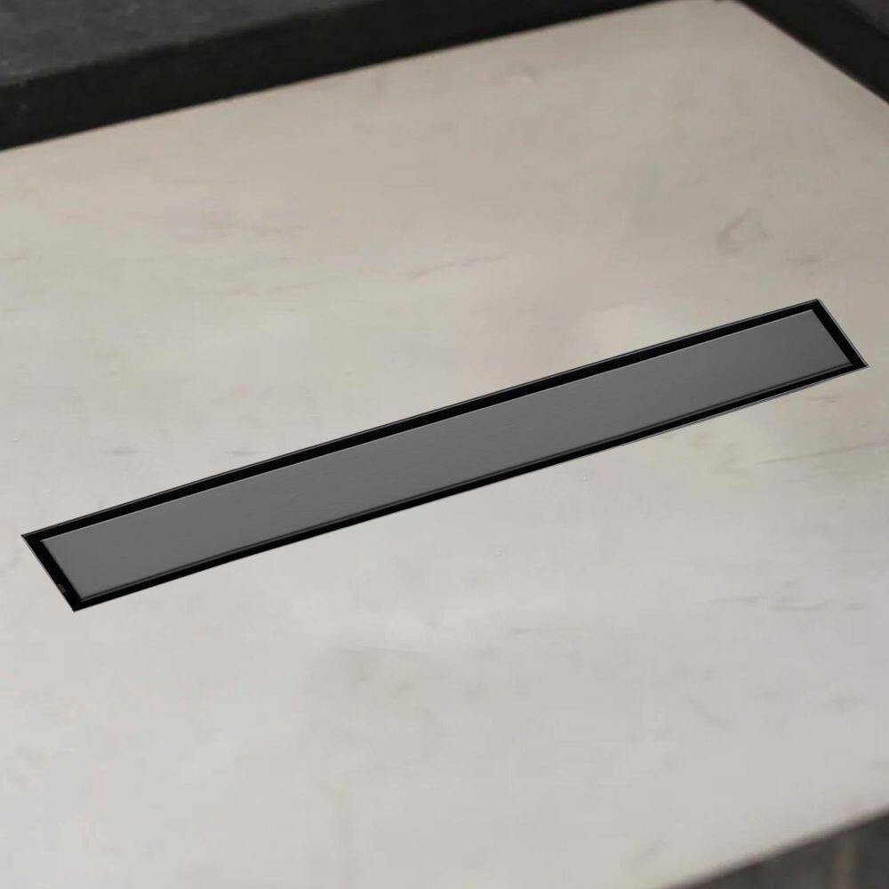 31.9 in. Linear Shower Drain with Leveling Feet and Flange in Matte Black price history on PriceWatchPro