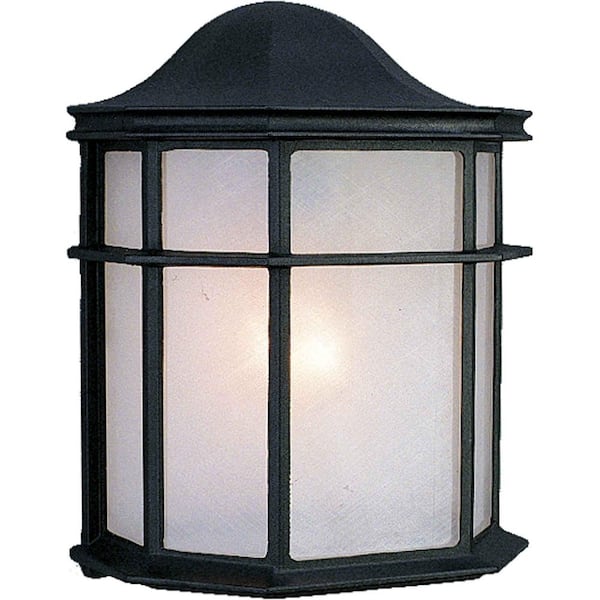 Black Hardwired Outdoor Coach Light Sconce with White Acrylic Lens