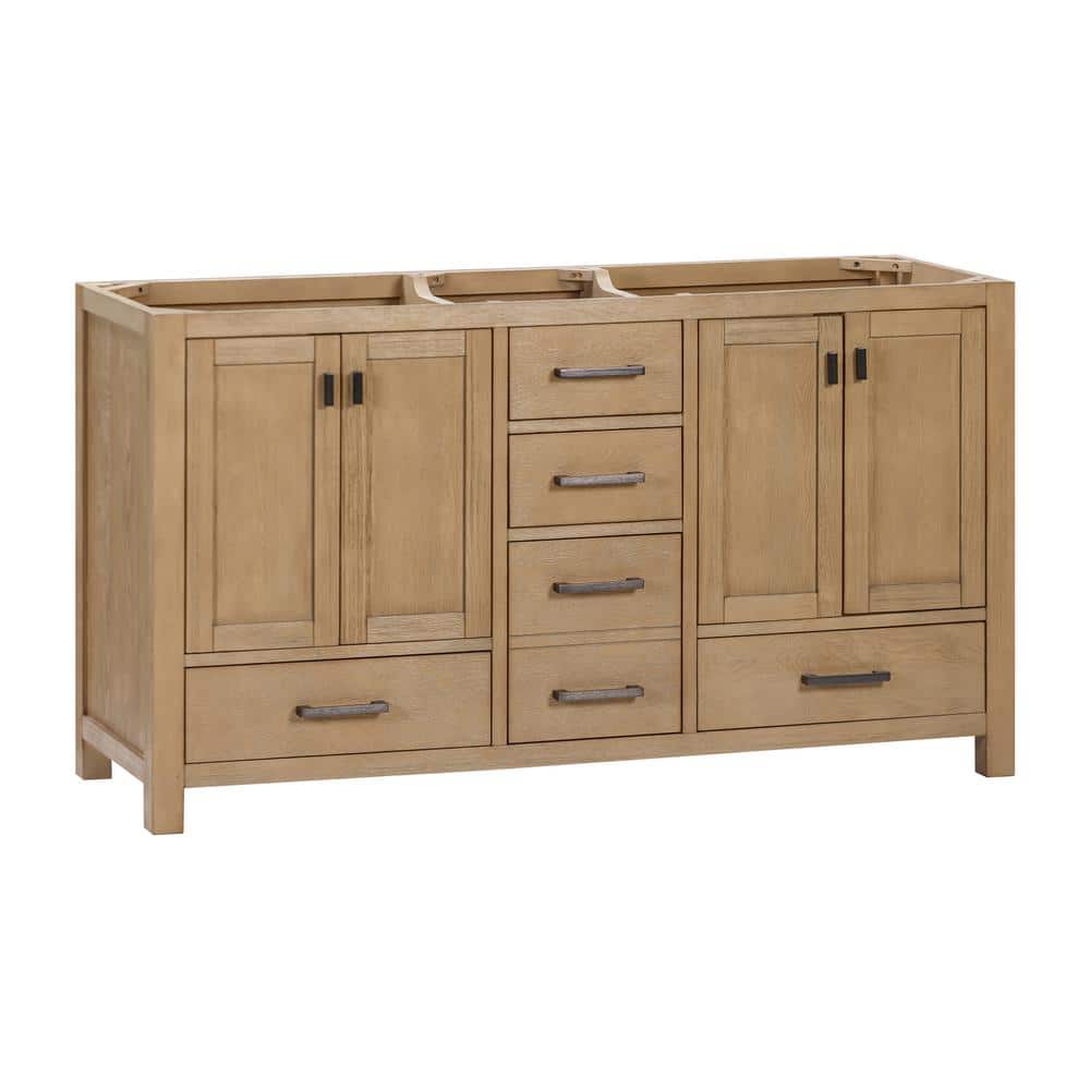 Modero 60'' Brushed Oak Double Freestanding Vanity Base