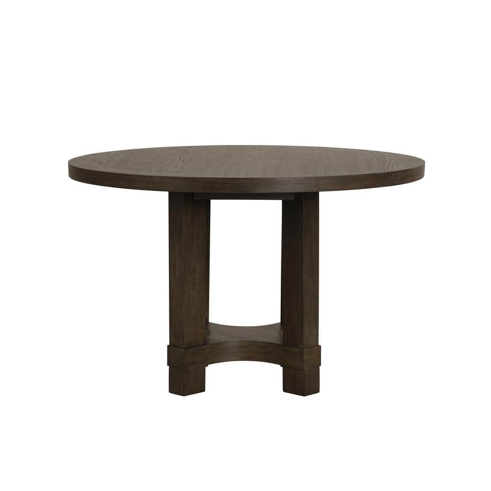 47" Round Brown Reclaimed Wood Dining Table