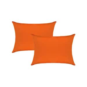 A1HC Waterproof Burning Orange 12 in. x 20 in. Outdoor Throw Pillow Covers Set of 2