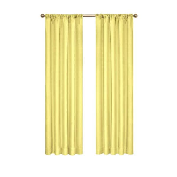 Eclipse Kendall Thermaback Lemon Solid Polyester 42 in. W x 95 in. L Blackout Single Rod Pocket Curtain Panel