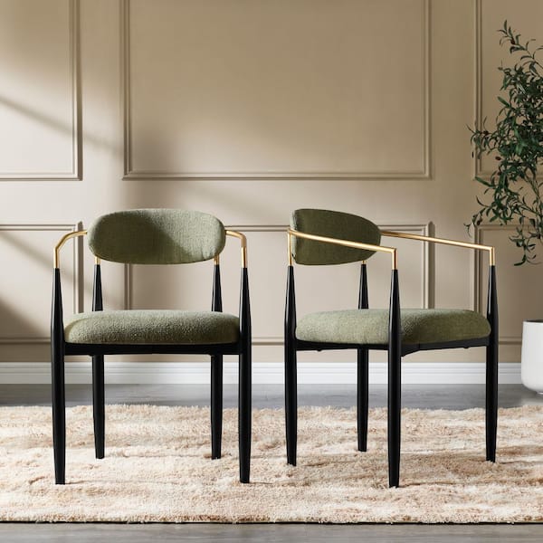 FARATI Modern Green Chenille Cushion Seat Dining Chair (Set of 2