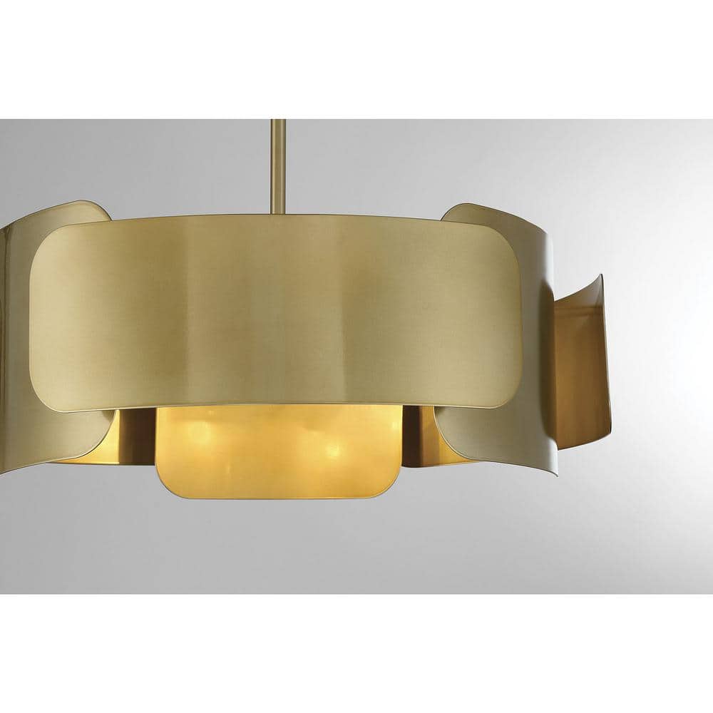 Curving Petal Chic 4-Light Pendant in Burnished Brass