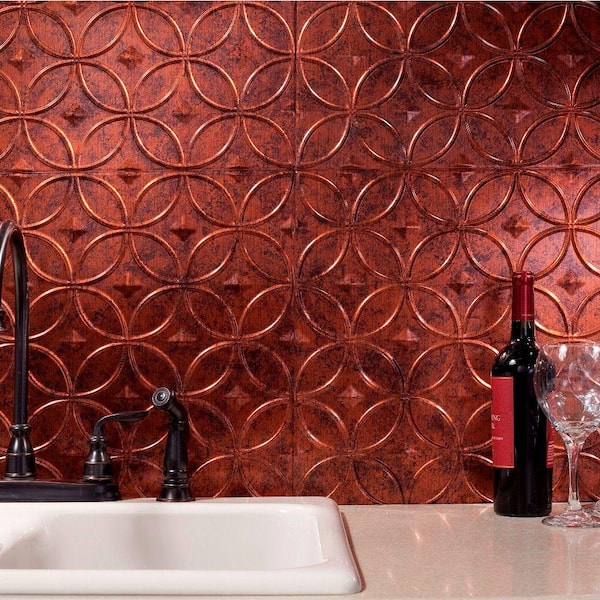 Fasade 18.25 in. x 24.25 in. Moonstone Copper Rings PVC Decorative Backsplash Panel