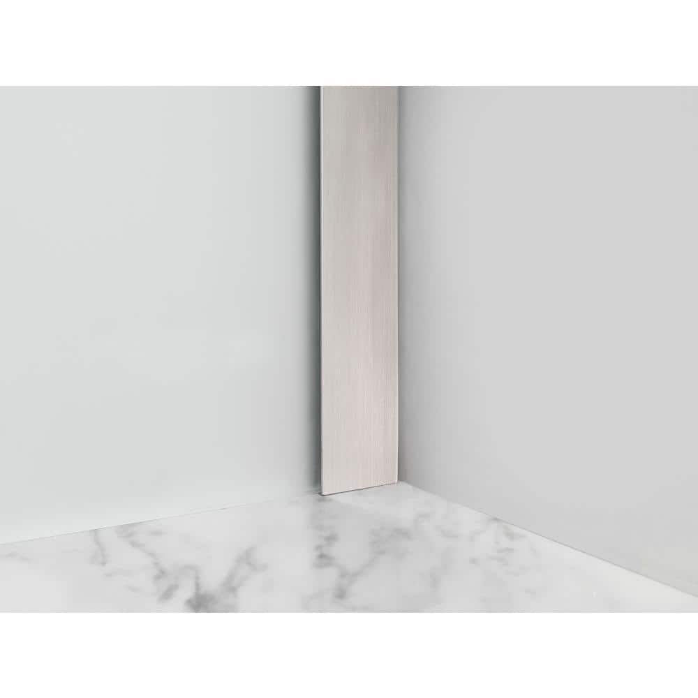 Langham XL 48-52" Stainless Steel Frameless Sliding Shower Door with Frosted Glass
