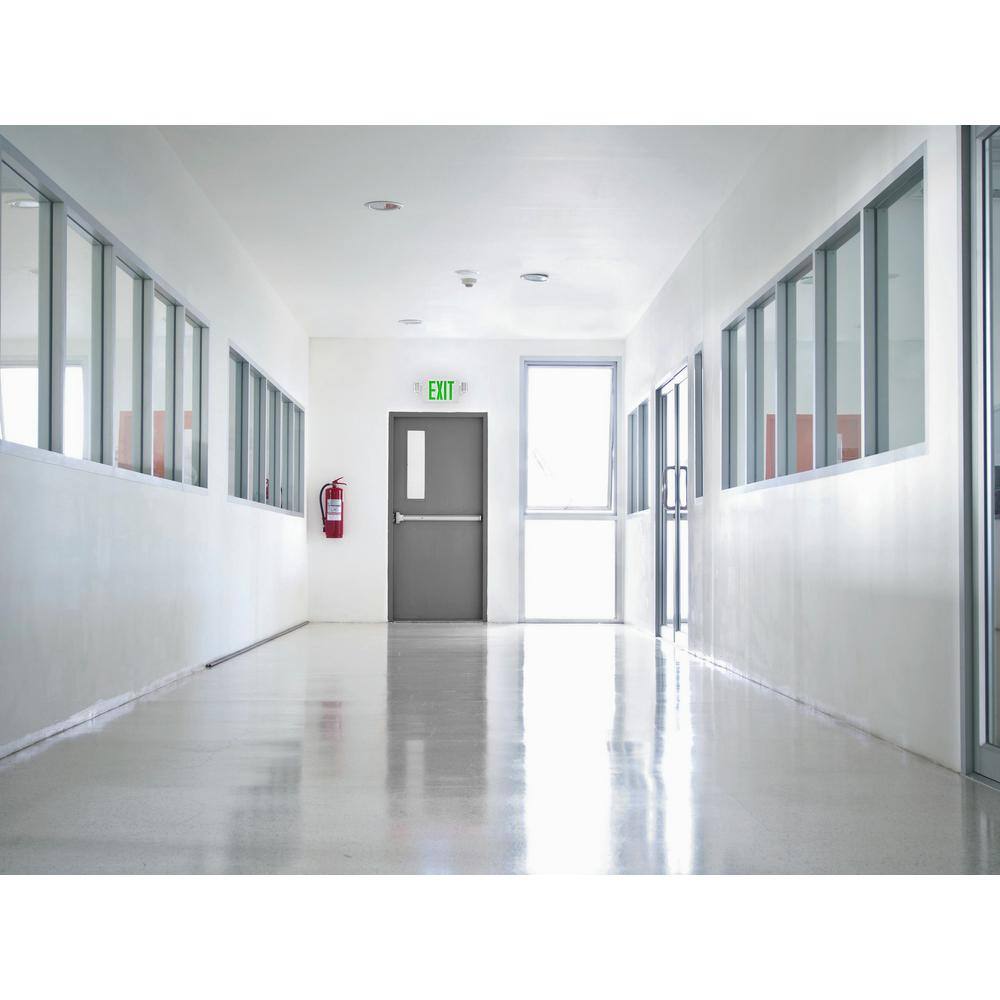Slim Green LED Emergency Exit Sign with Battery Backup