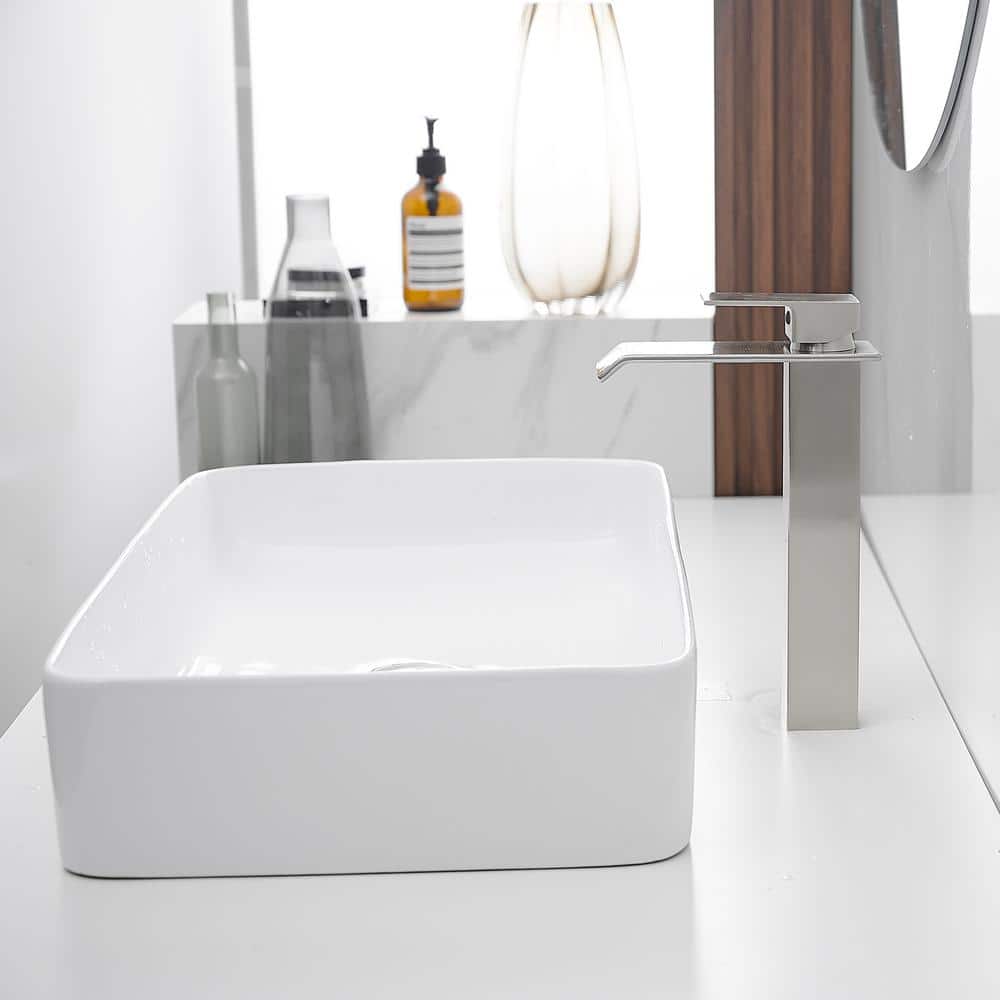 Brushed Nickel Waterfall Vessel Sink Faucet with Pop-Up Drain