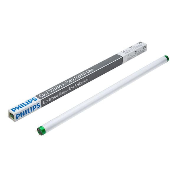 Philips 15-Watt 2 ft. Linear T8 Fluorescent Tube Light Bulb Cool White (4100K) (1-Pack)