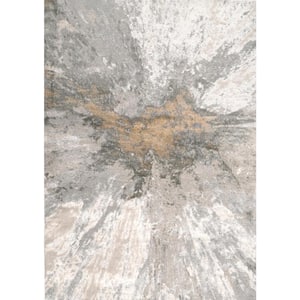 Contemporary Abstract Cyn Silver 10 ft. x 14 ft. Area Rug