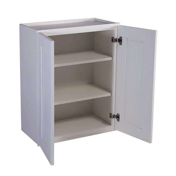 Design House Brookings Solid Wood Assembled Shaker 24 in. x 30 in. x 12 in. 2 Door Wall Kitchen Cabinet W2430 in White