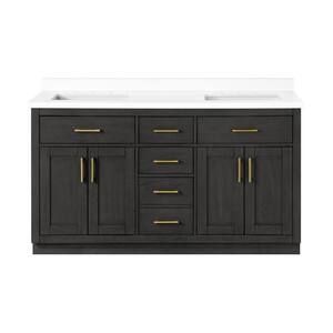 Bailey 72 in. W Freestanding Double Sink Bath Vanity in Matte Black with White Quartz Countertop