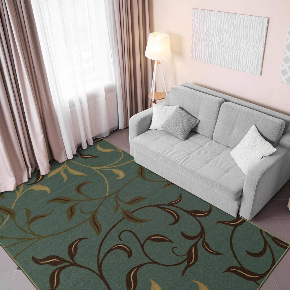 Turkish Kilim Carpet 5x8', Greenish Pattern