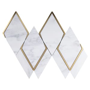 Natural Blanco White Gold 14.1 in. x 8.9 in. Geometric Polished Marble Mosaic Tile (8.8 sq. ft./Case)