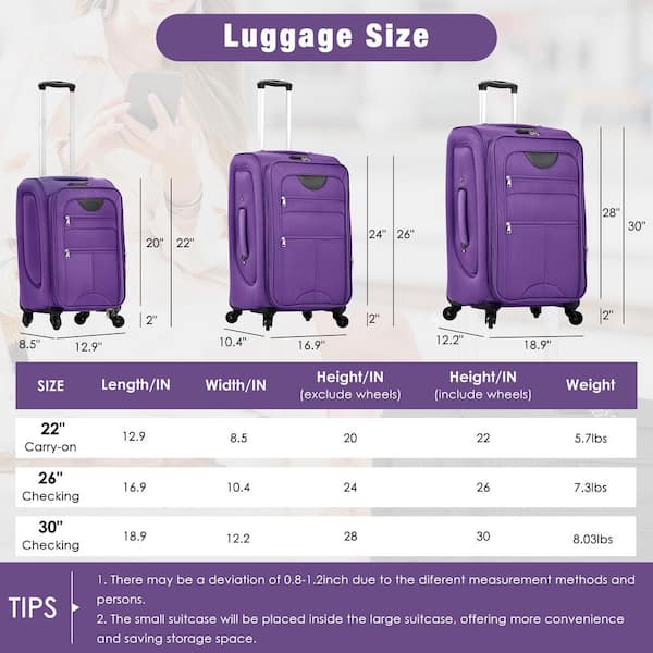 Merax 5-Piece Purple Polyester Softside Spinner 25% Expandable