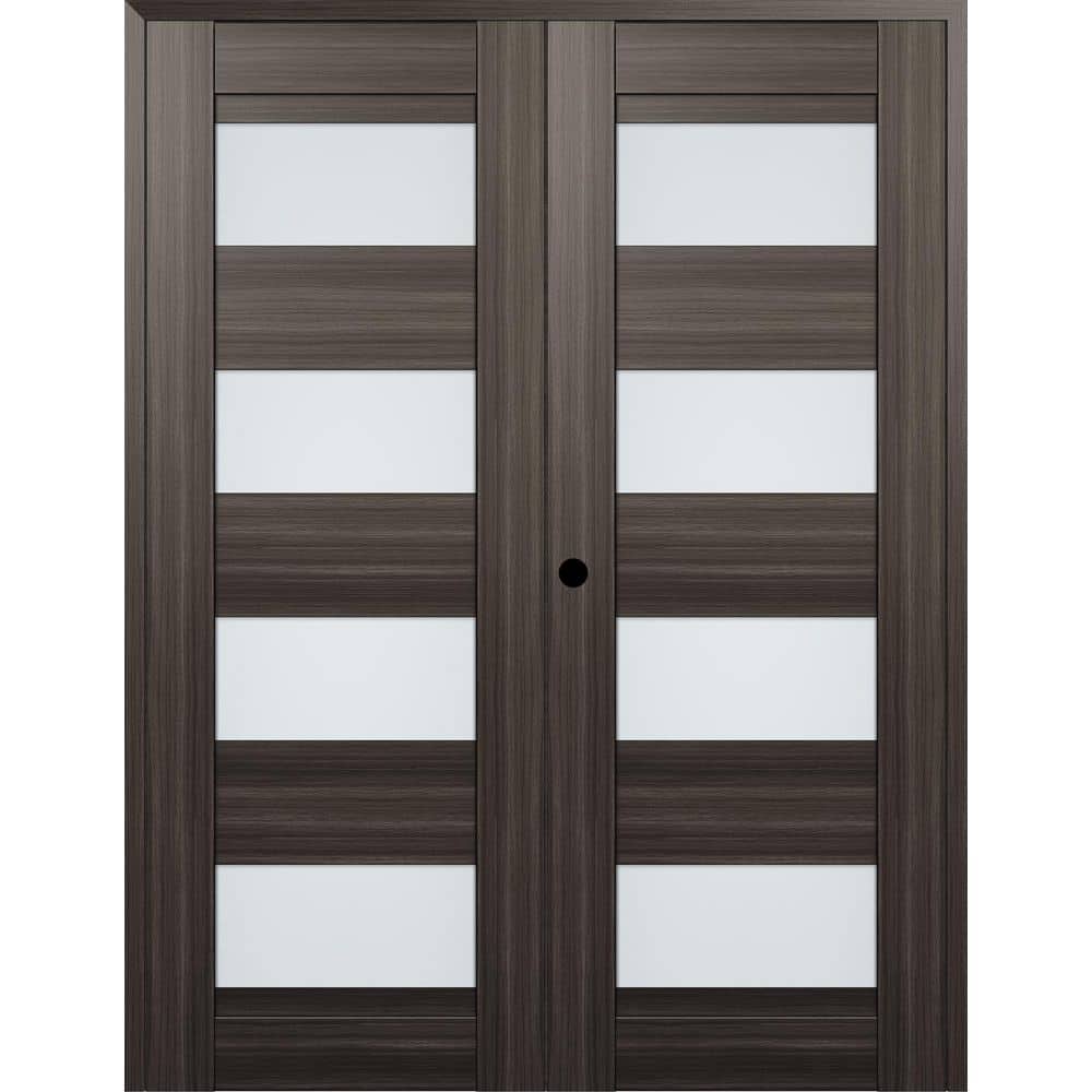 Della N 36 in. x 80 in. Right Hand Active 4-Lite Frosted Glass Gray Oak Wood Composite Double Prehung French Door price history on PriceWatchPro