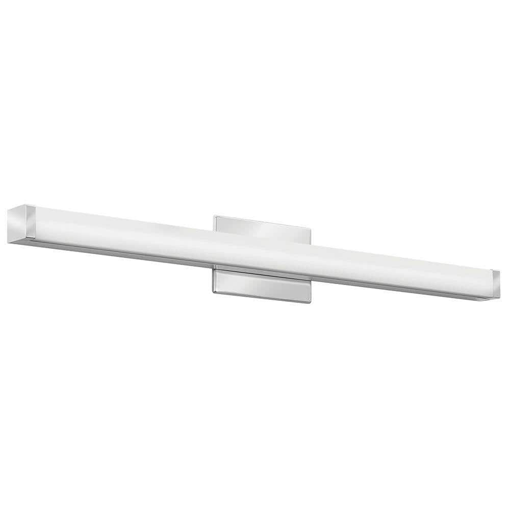 Contemporary Chrome 33" LED Vanity Light with Acrylic Shade