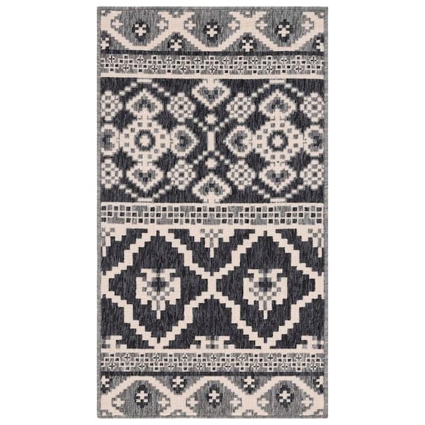 Veranda Gray/Beige 2 ft. x 4 ft. Tribal Aztec Indoor/Outdoor Area Rug
