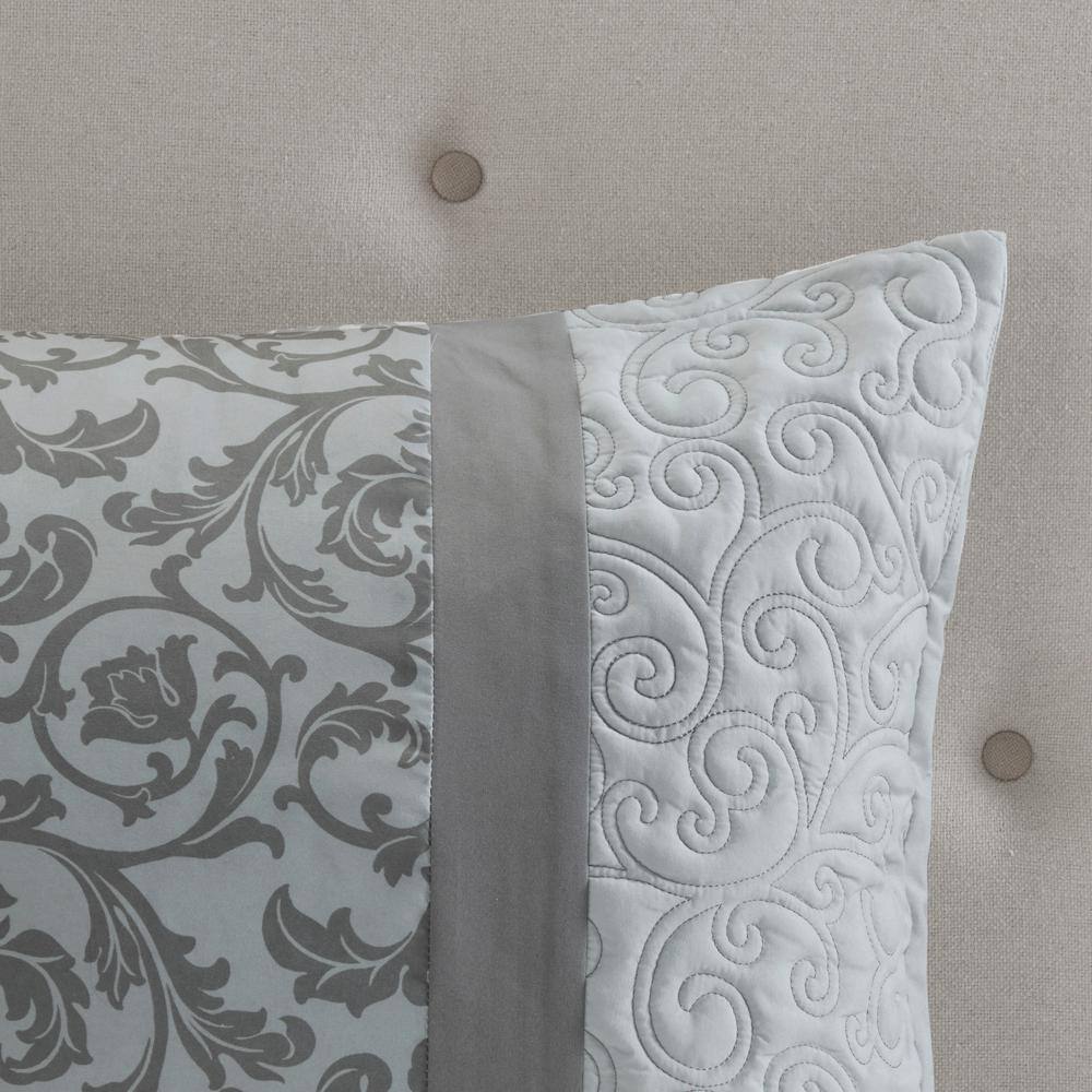 Gray Queen Microfiber 8-Piece Embroidered Comforter Set