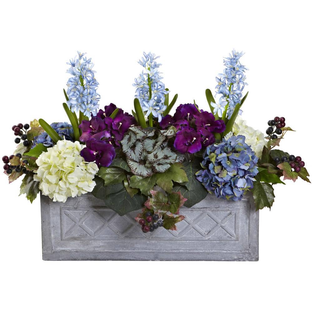 Nearly Natural Indoor Hyacinth and Hydrangea Artificial Arrangement in ...