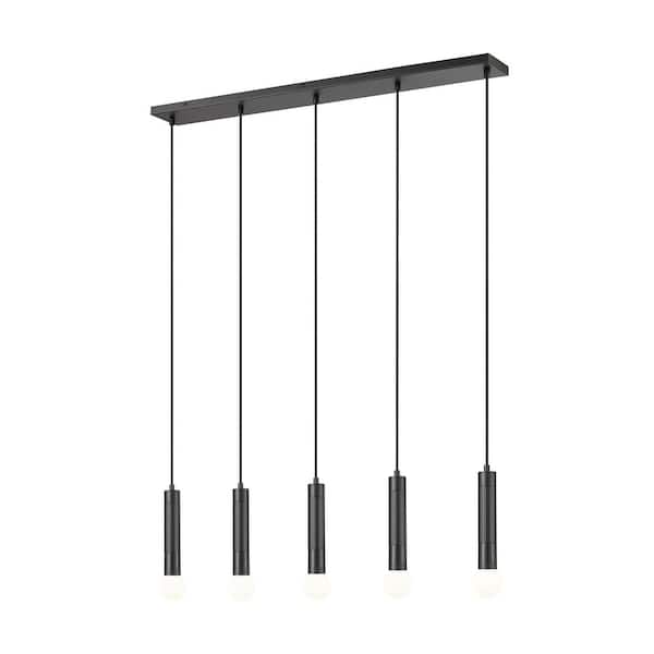Stari 5-Light Matte Black Chandelier for Indoor Use with No Bulbs Included